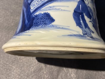 A Chinese blue and white 'gu' 'riders on horseback' vase, Kangxi